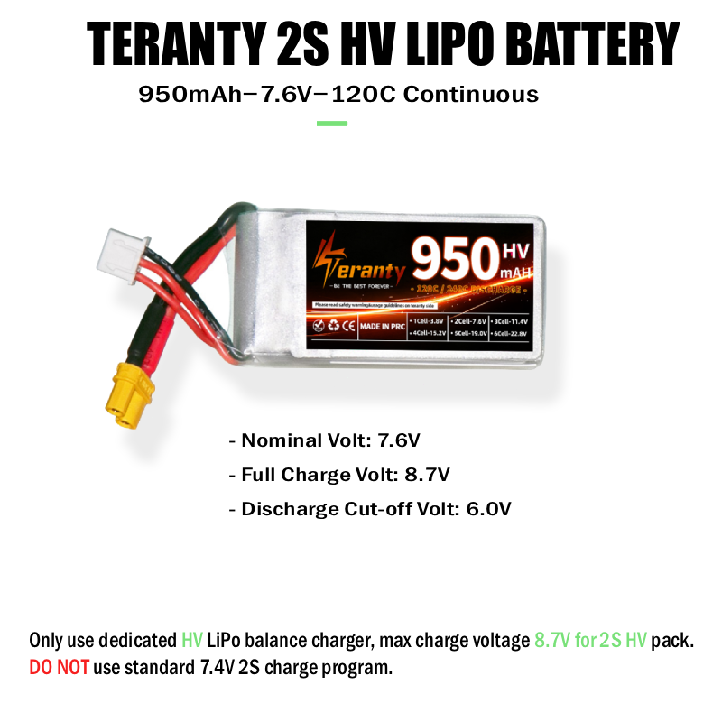 Teranty 2S HV 7.6V 950mAh 120C - Drone Racing Charger incelemesi ve fiyatı